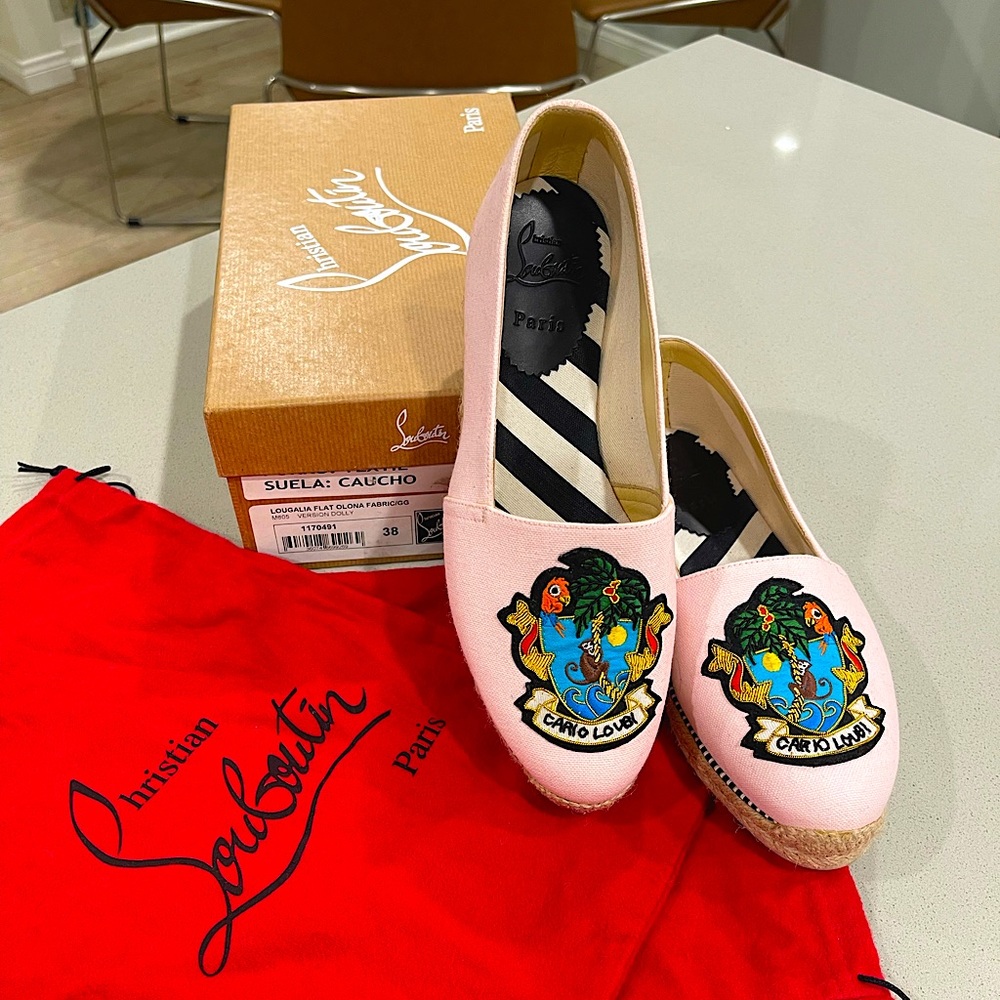 Christian Louboutin Pink Lougalia Espadrille Flats